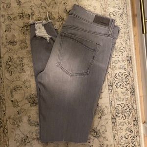 Express gray distressed skinny jeans 6R